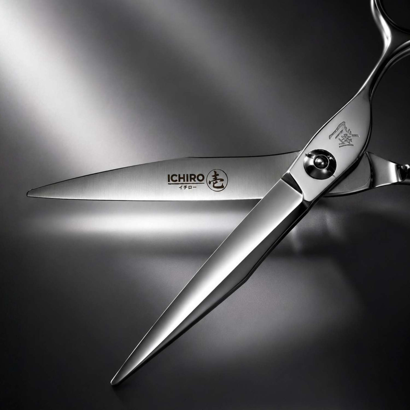 Ichiro Tsurugi Barber Hair Cutting Scissors - open blades close-up