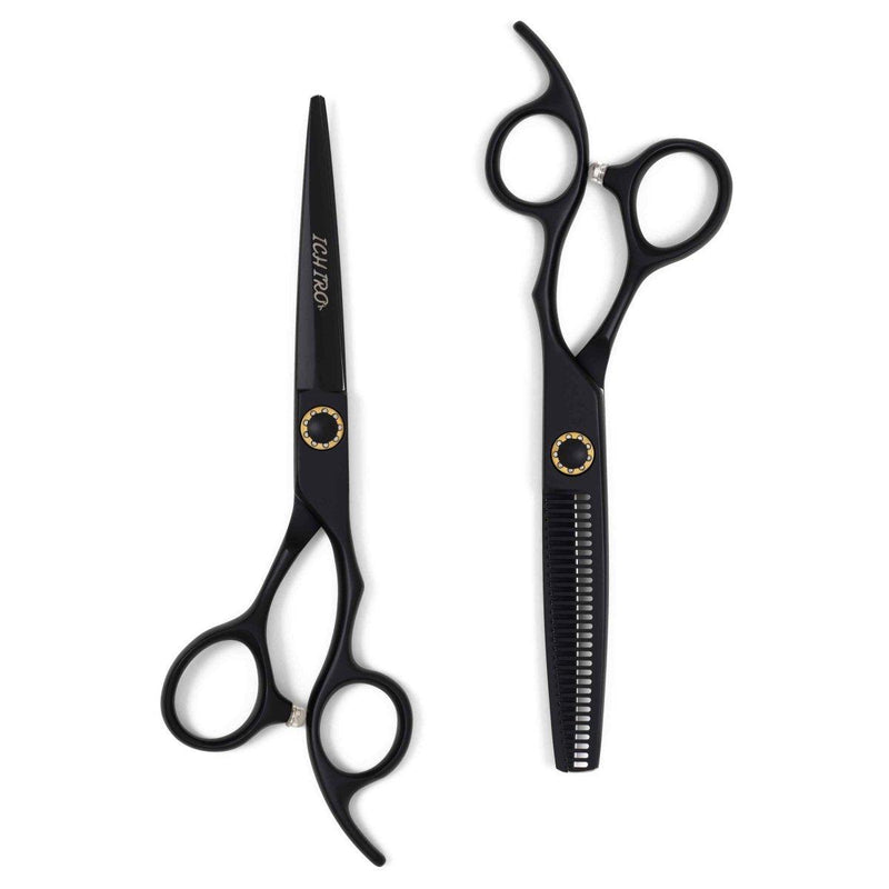 Ichiro Matte Black Professional Hairdressing Scissors Set - Scissor Hub Australia #dark