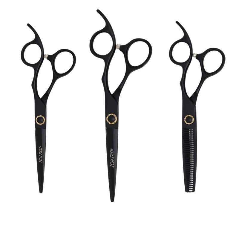 Ichiro Matte Black Ultimate 3-Piece Master Scissor Set - Scissor Hub Australia #dark