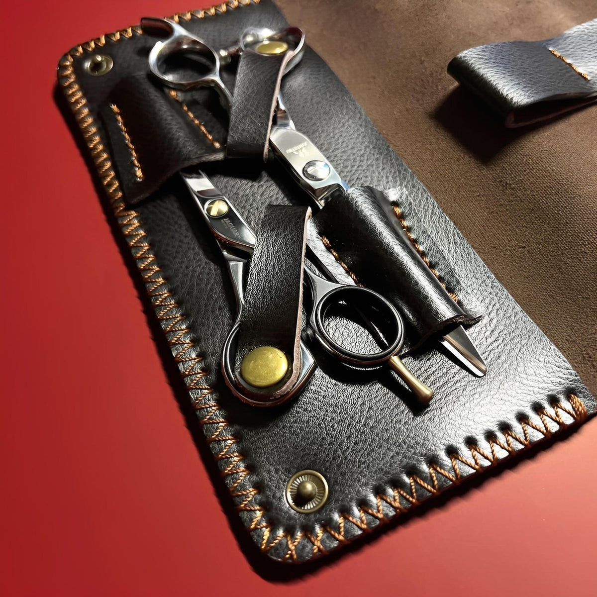 Juntetsu Artisan Soft-Leather Case for 2 Scissors