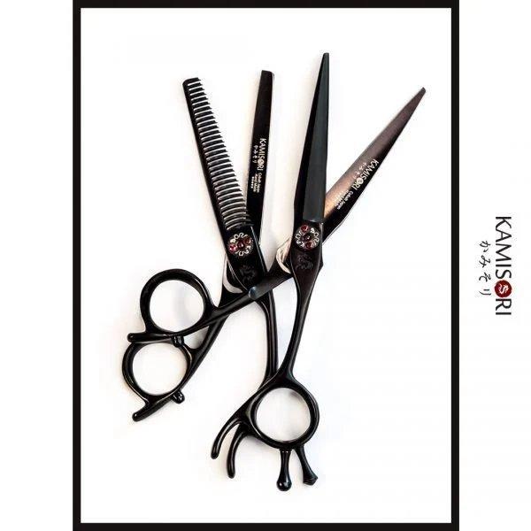 Kamisori Black Diamond Cutting & Thinning Set - Scissor Hub Australia #dark